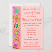 Coral Orange Patchwork Quilt Block Art Einladung (Rückseite)