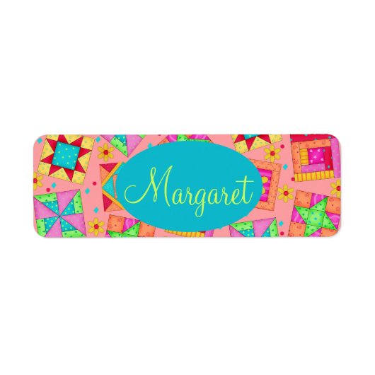 Coral Orange Personalize Patchwork Quilt Block Art (Vorne)