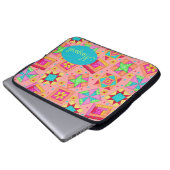 Coral Orange Personalize Patchwork Quilt Block Art Laptopschutzhülle (Vorne Knopf)