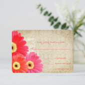 Coral Orange Pink Gerber Daisy Wedding Einladung (Stehend Vorderseite)
