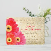 Coral Orange Pink Gerber Daisy Wedding Einladung (Stehend Vorderseite)