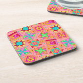 Coral Orange Quilt Block Art Untersetzer (Linke Seite)