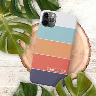 Coral Orange Red Dark Blue Seafoam Green Streifen Case-Mate iPhone Hülle