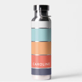 Coral Orange Red Dark Blue Seafoam Green Streifen Trinkflasche (Links)