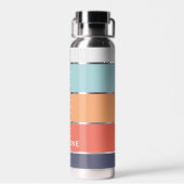 Coral Orange Red Dark Blue Seafoam Green Streifen Trinkflasche (Rückseite)