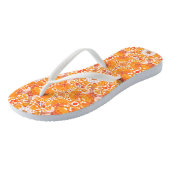 Coral Orange und Cream Batik Medallion Muster Badesandalen (Schrägansicht)