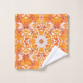 Coral Orange und Cream Batik Medallion Muster Badhandtuch Set (Waschlappen)