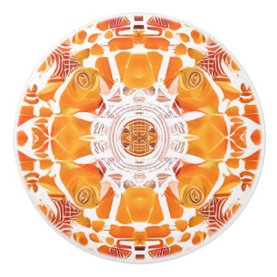 Coral Orange und Cream Batik Medallion Muster Keramikknauf