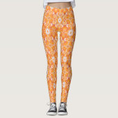 Coral Orange und Cream Batik Medallion Muster Leggings (Vorderseite)