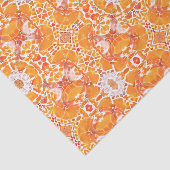 Coral Orange und Cream Batik Medallion Muster Seidenpapier (Ausschnitt)
