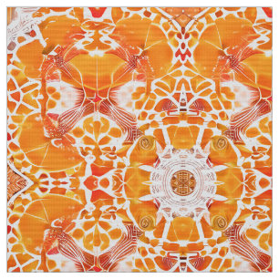 Coral Orange und Cream Batik Medallion Muster Stoff