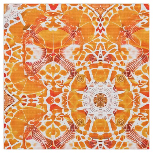 Coral Orange und Cream Batik Medallion Muster Stoff (Muster)