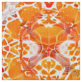 Coral Orange und Cream Batik Medallion Muster Stoff (Nahaufnahme)
