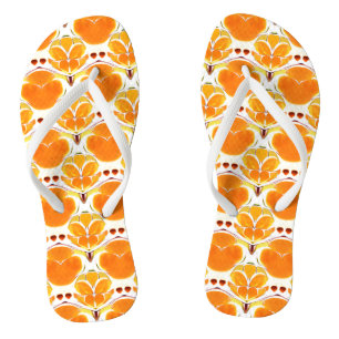 Coral Orange und Cream Batik Muster Badesandalen