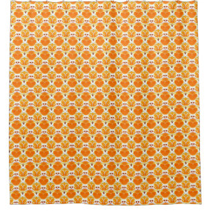 Coral Orange und Cream Batik Muster Duschvorhang