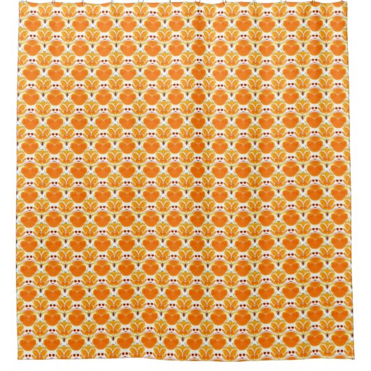 Coral Orange und Cream Batik Muster Duschvorhang (Vorderseite)