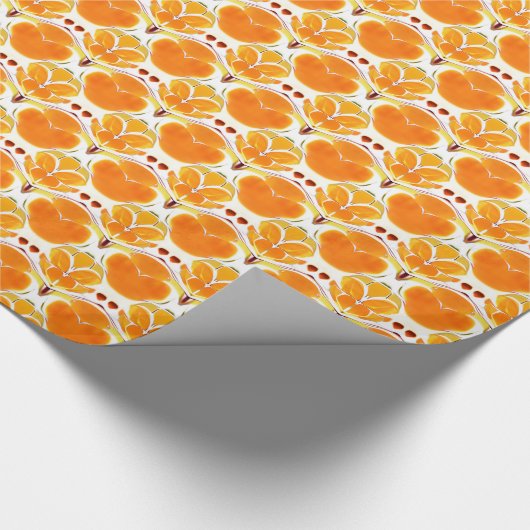 Coral Orange und Cream Batik Muster Geschenkpapier (Ecke)