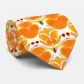 Coral Orange und Cream Batik Muster Krawatte (Gerollt)