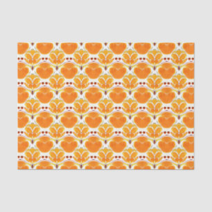 Coral Orange und Cream Batik Muster Seidenpapier