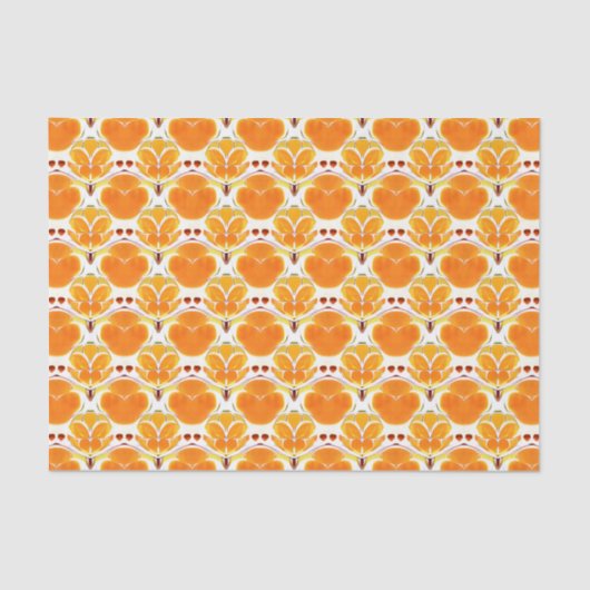 Coral Orange und Cream Batik Muster Seidenpapier (Vorderseite)