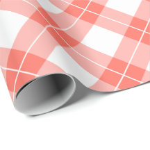 Coral Orange und White Diagonal Kariertes Muster