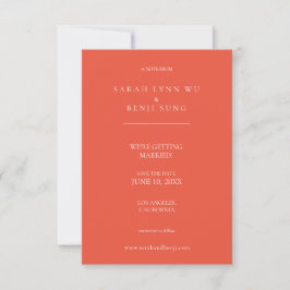 Coral Orange & White Minimalistisch Modern Save The Date