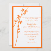 Coral Orange Wildblume Branch Floral Wedding Einladung (Vorderseite)