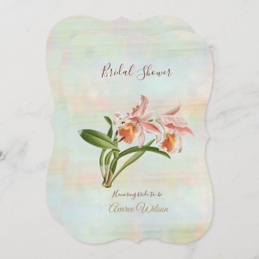 Coral Orchid Brautparty Einladung (Vorne/Hinten)