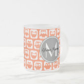 Coral Owls Grau Personalisiert Mattglastasse (VorderseiteRechts)