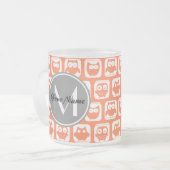 Coral Owls Grau Personalisiert Mattglastasse (Vorderseite Links)