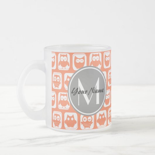 Coral Owls Grau Personalisiert Mattglastasse (Links)