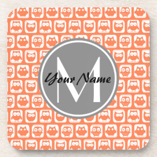 Coral Owls Grau Personalisiert Untersetzer