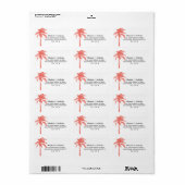 Coral Palm Tree | Anschrift Adressaufkleber (Vorne)