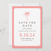 Coral Palm Tree Wedding Save the Date (Vorderseite)