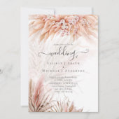 Coral Pampas Grass BOHO Einladung zur Hochzeit (Vorderseite)