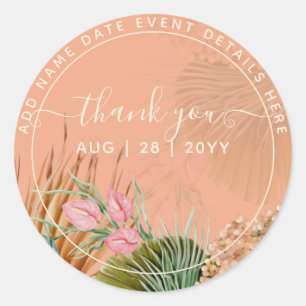 Coral Pampas Grass Vielen Dank für Ihr Interesse a Runder Aufkleber