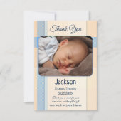 Coral Pastel Kariert Baby Foto Danke Karte (Vorderseite)