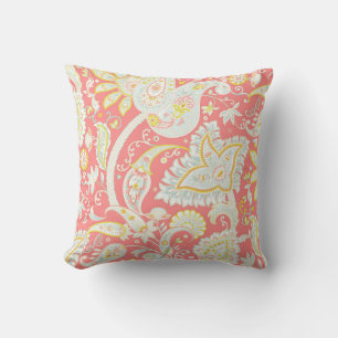 Coral Pastel Paisley Pillow Kissen