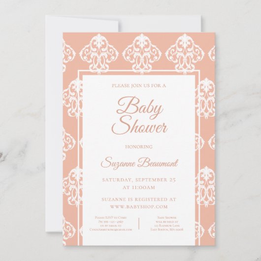 Coral Pattern Baby Dusche Einladung (Vorderseite)