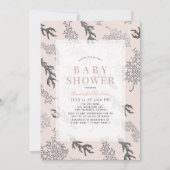 Coral Pattern Light Pink Girl Babydusche Einladung (Vorderseite)