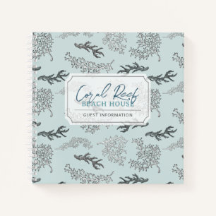Coral Pattern Vacation Rental Guest Book Notizblock