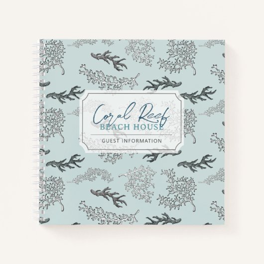 Coral Pattern Vacation Rental Guest Book Notizblock (Vorderseite)