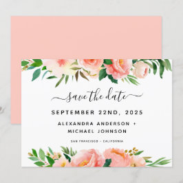 Coral Peach Blumengrün Save the Date Invitati Einladung