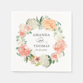 Coral Peach Blush Blumenkraut Hochzeit Serviette (Vorderseite)