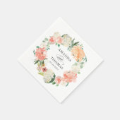 Coral Peach Blush Blumenkraut Hochzeit Serviette (Ecke)