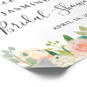 Coral Peach Blush Brautparty Zeichen Poster (Ecke)