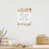 Coral Peach Blush Brautparty Zeichen Poster (Küche)