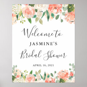 Coral Peach Blush Brautparty Zeichen Poster