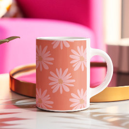 Coral Peach BOHO Daisy Muster Floral Zweifarbige Tasse