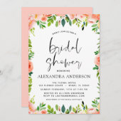 Coral Peach Brautparty Einladung (Vorne/Hinten)